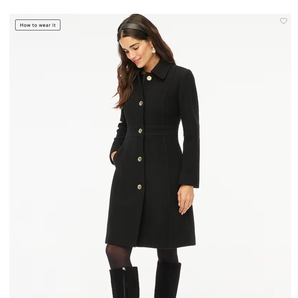 NWT JCrew Factory Petite Lady day coat in Black (0P)